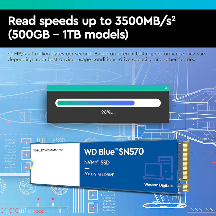 SSD диск WD Blue SN570 500GB M.2 NVMe (WDS500G3B0C)