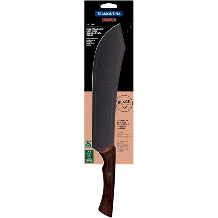 Нож кухонный для мяса TRAMONTINA Churrasco Black 253мм (22844/110)