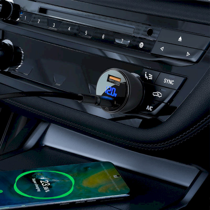 Автомобільний зарядний пристрій ACEFAST B7 Fast Charge Car Charger 45W (2xUSB-A, QC3.0 27W) Black