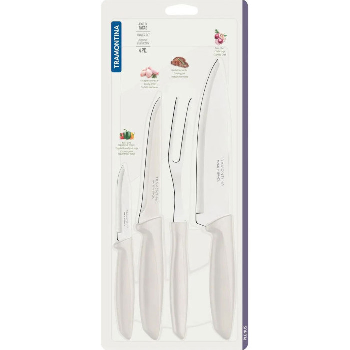 Набір кухонних ножів TRAMONTINA Plenus White 4пр (23498/331)