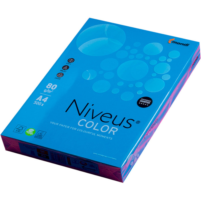 Офісний кольоровий папір MONDI Niveus Color Intensive Deep Blue A4 80г/м² 500арк (A4.80.NVI.DB49.500)