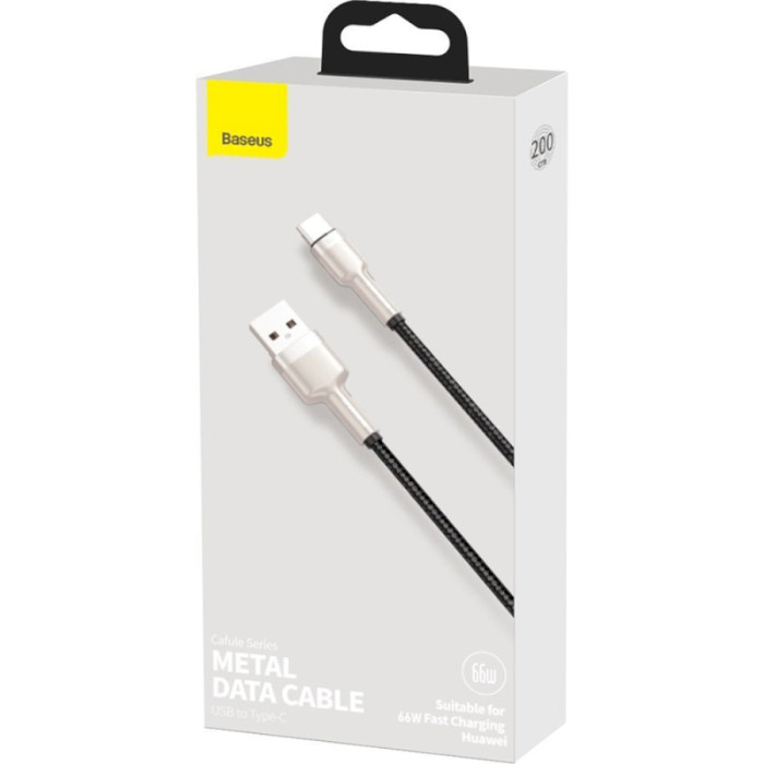 Кабель BASEUS Cafule Metal Data Cable USB to Type-C 66W 2м Black (CAKF000201)