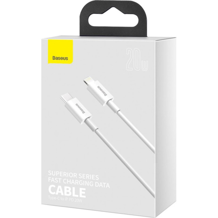 Кабель BASEUS Superior Series Fast Charging Data Cable Type-C to iP PD 20W 2м White (CATLYS-C02)