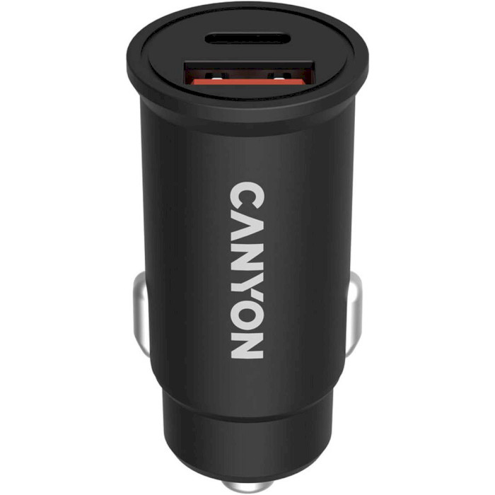 Автомобильное зарядное устройство CANYON C-20B03 1xUSB-C, 1xUSB-A, PD3.0 30W, QC3.0 18W Black (CNS-CCA20B03)