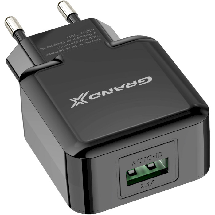 Зарядний пристрій GRAND-X CH-03 1xUSB-A, 2.1A Black w/DC cable (CH-03C25B)