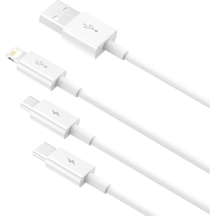 Кабель BASEUS Superior Series Fast Charging Data Cable USB to M+L+C 3.5A 1.5м White (CAMLTYS-02)