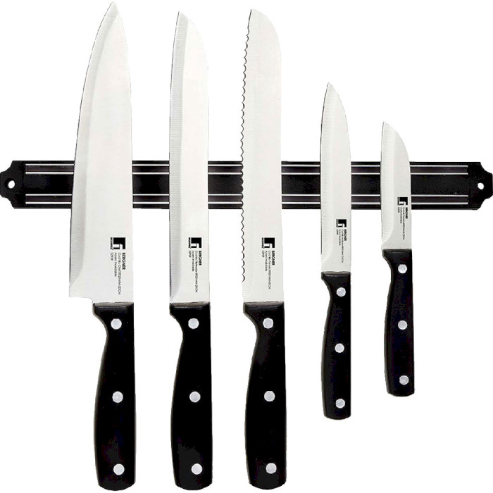 Набор ножів на магнітній планці MASTERPRO Gourmet 6пр (BGMP-4330)