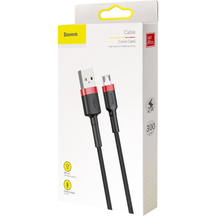 Кабель BASEUS Cafule Cable USB for Micro 3м Black/Red (CAMKLF-H91)
