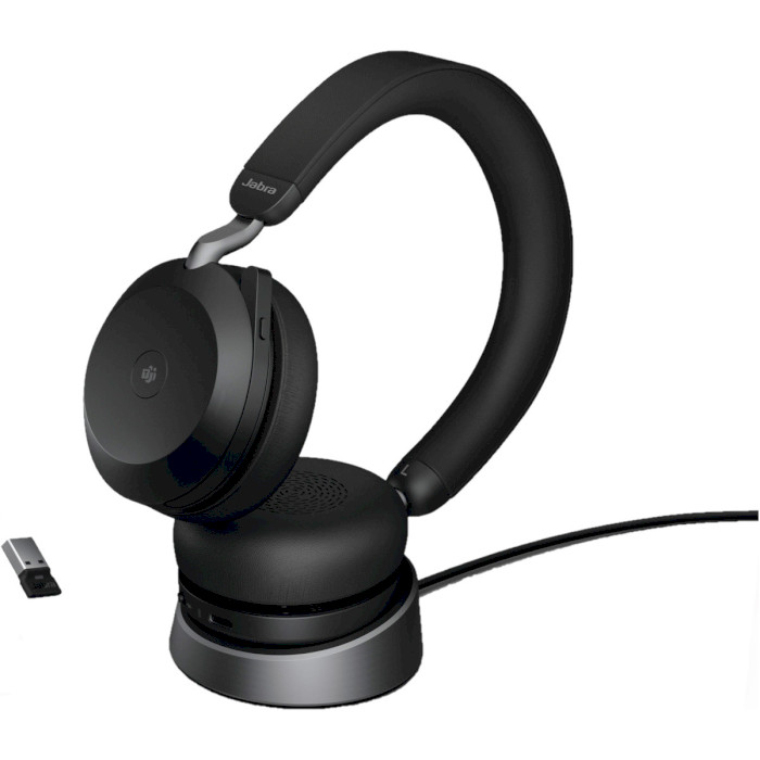 Гарнітура бездротова JABRA Evolve2 75 MS Stereo USB-A w/charging base Black (27599-999-989)