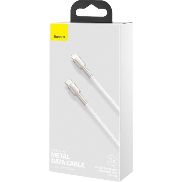 Кабель BASEUS Cafule Metal Data Cable Type-C to Lightning PD 20W 2м White (CATLJK-B02)