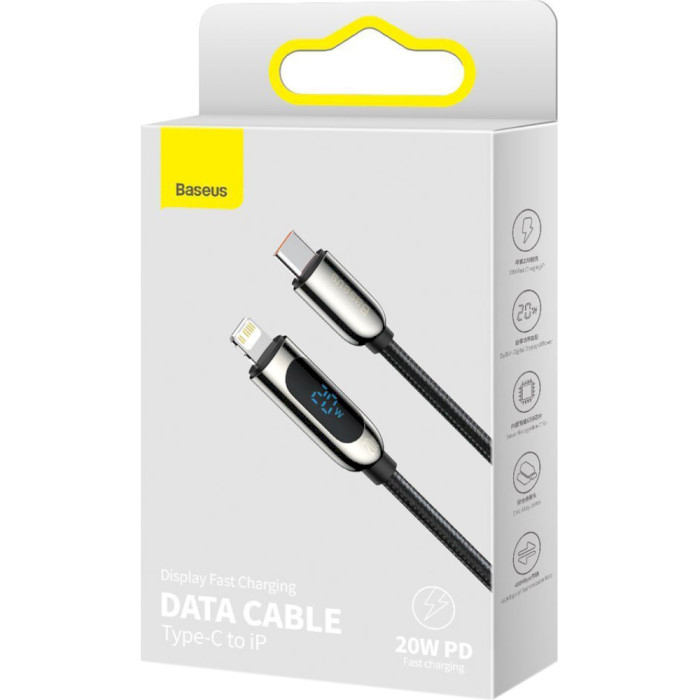 Кабель BASEUS Display Fast Charging Data Cable Type-C to iP 20W 2м Black (CATLSK-A01)