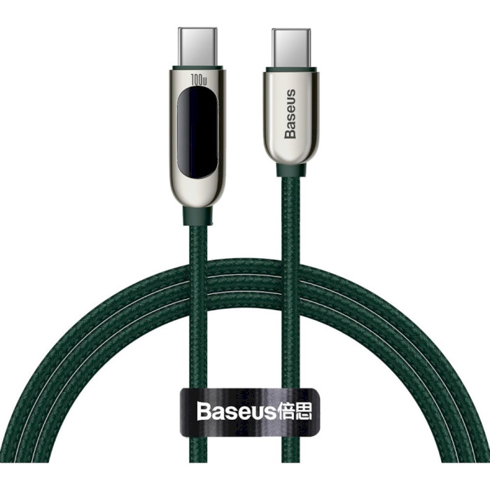 Кабель BASEUS Display Fast Charging Data Cable Type-C to Type-C 100W 1м Green (CATSK-B06)