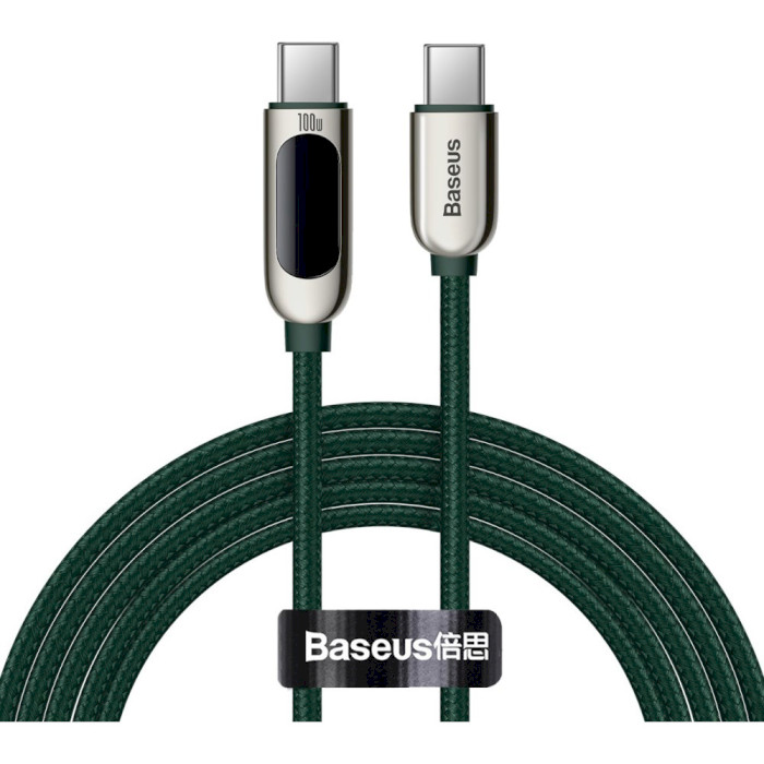 Кабель BASEUS Display Fast Charging Data Cable Type-C to Type-C 100W 2м Green (CATSK-C06)