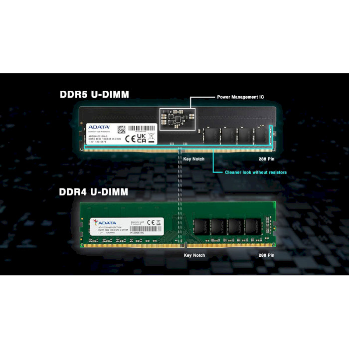 Модуль пам'яті ADATA DDR5 4800MHz 16GB (AD5U480016G-R)
